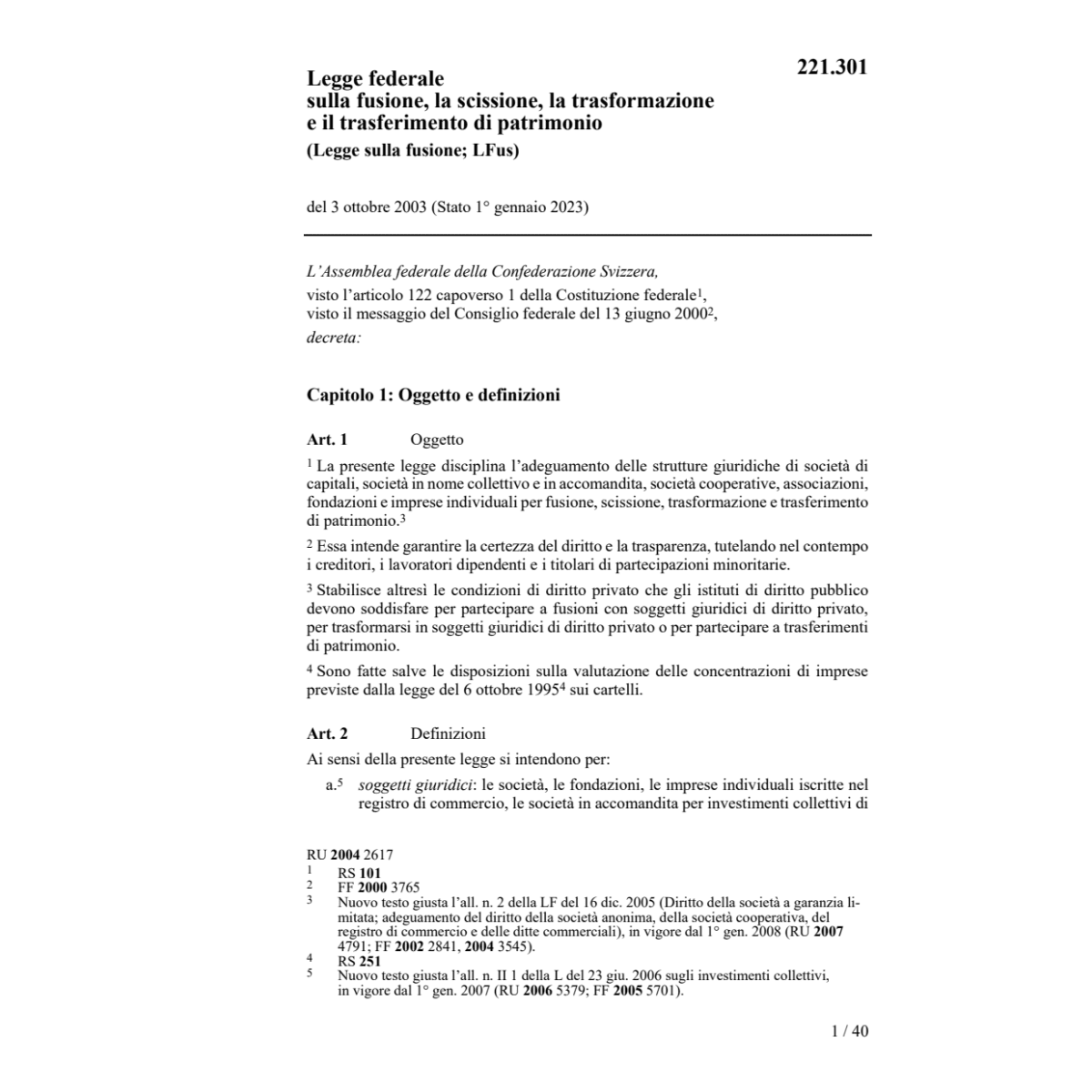 Legge sulla fusione;LFus