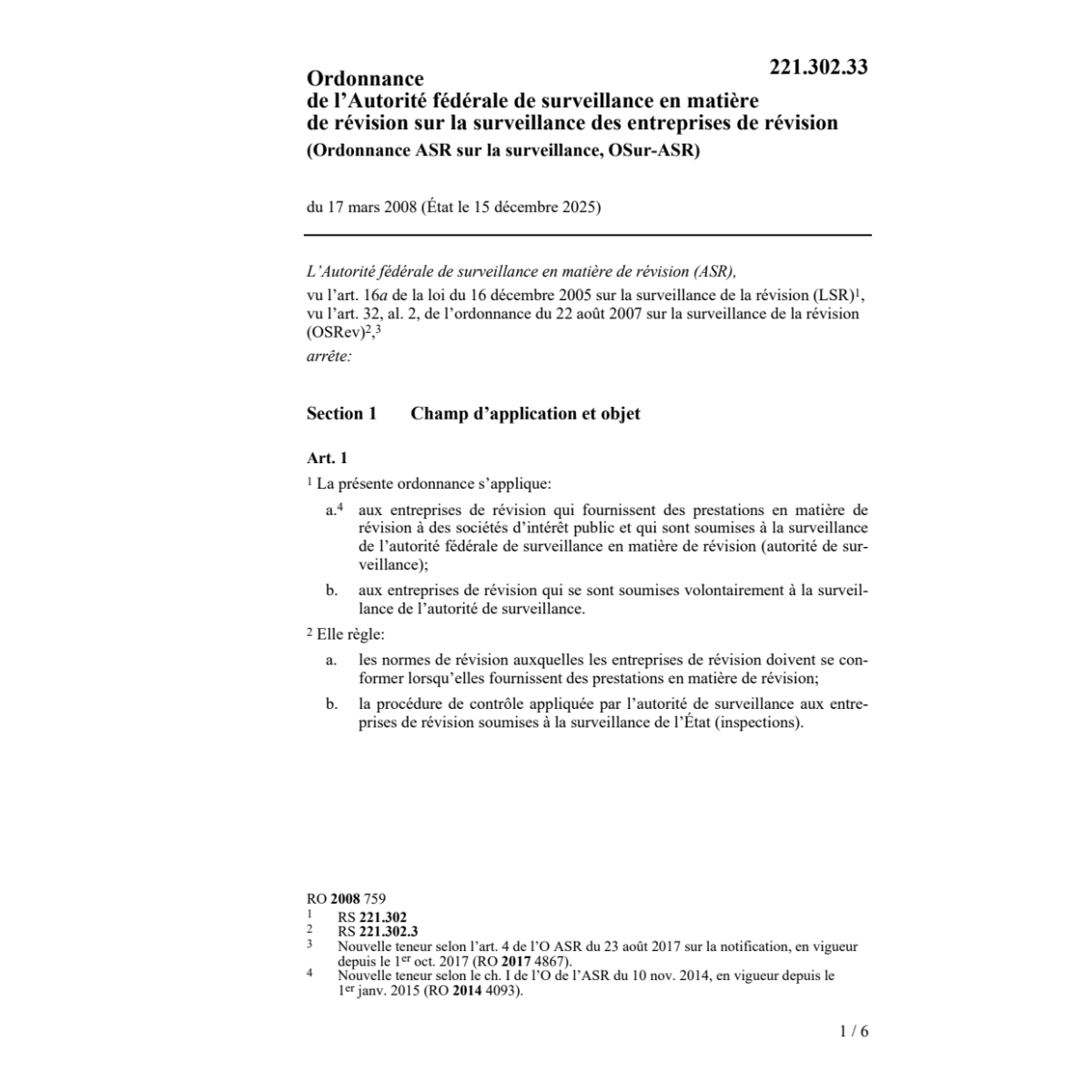 O ASR surveillance, OSur-ASR