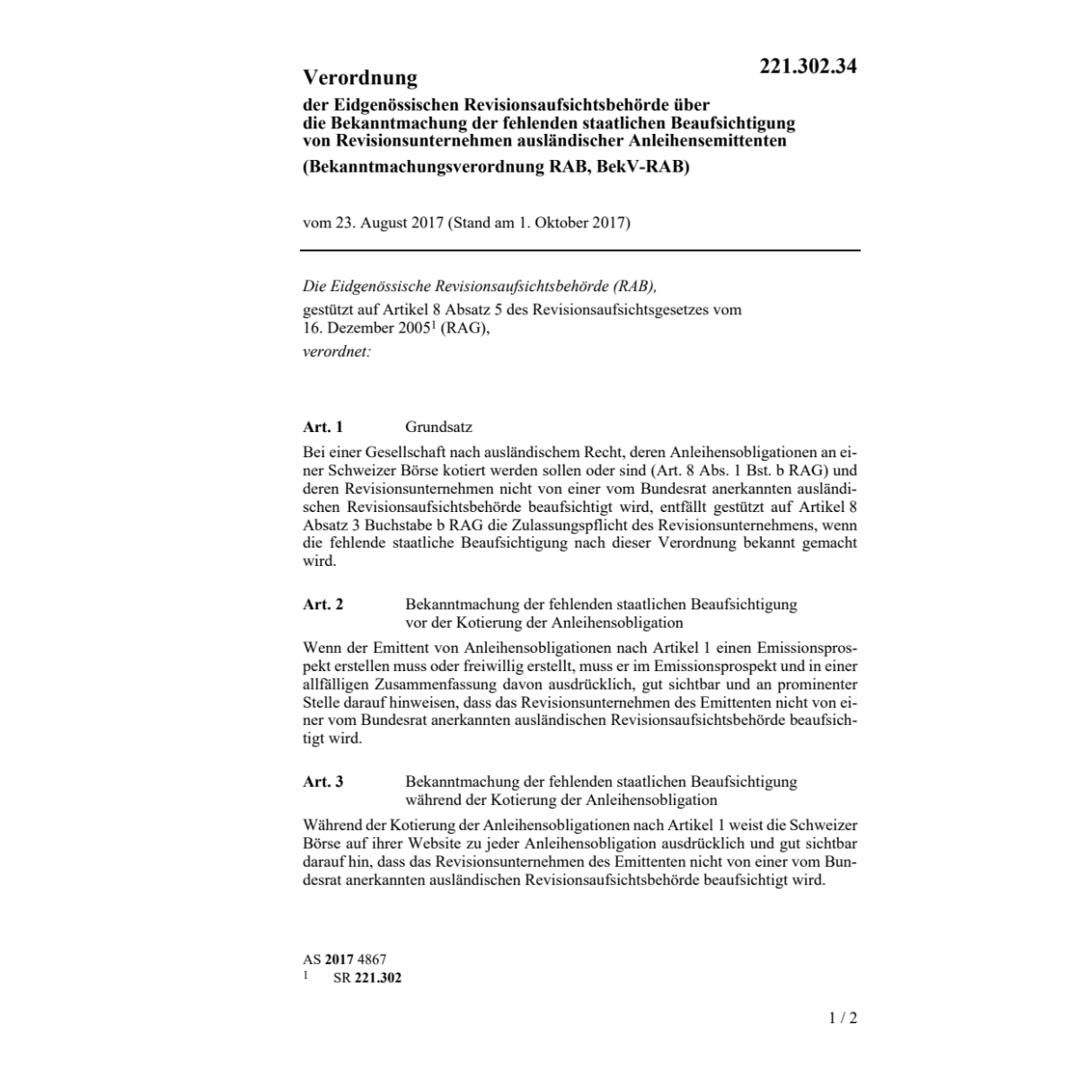 V 23.8.17 Eidg Revisionsaufsichtsbehörde