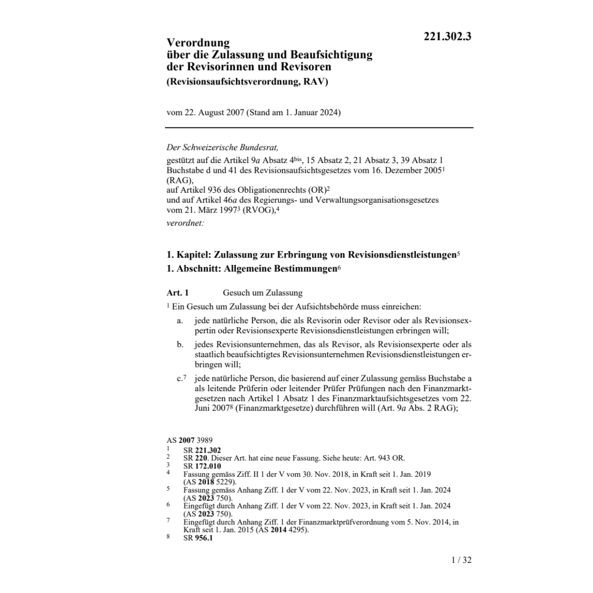 Revisionsaufsichtsverordnung, RAV