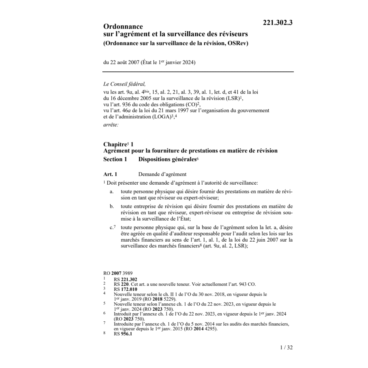 O surveillance de la révision, OSRev