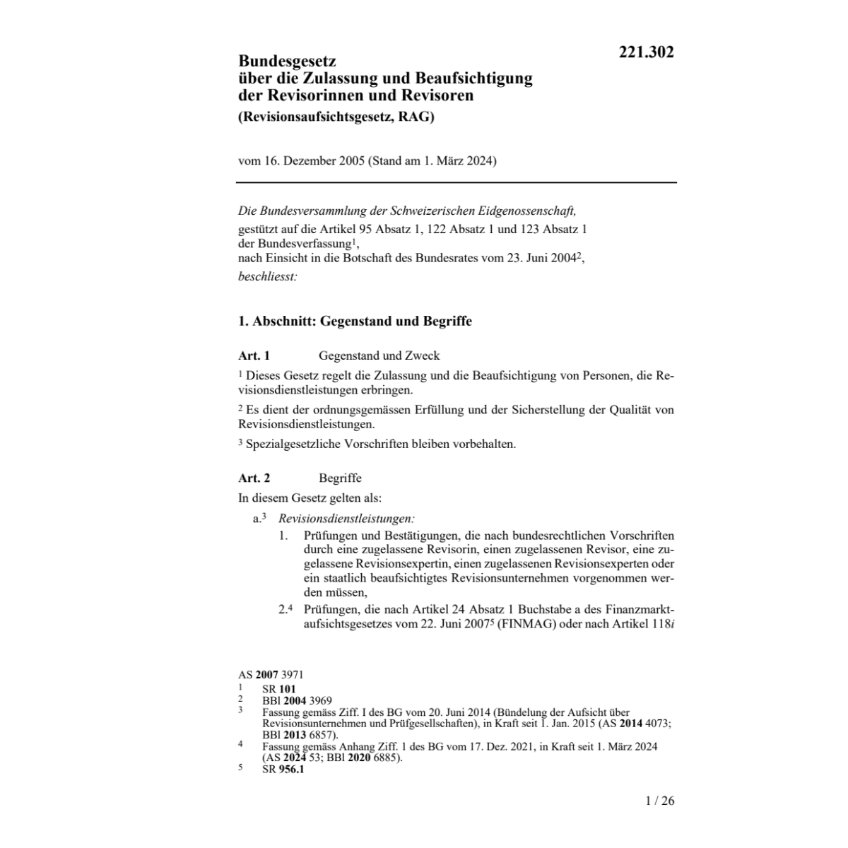 Revisionsaufsichtsgesetz, RAG