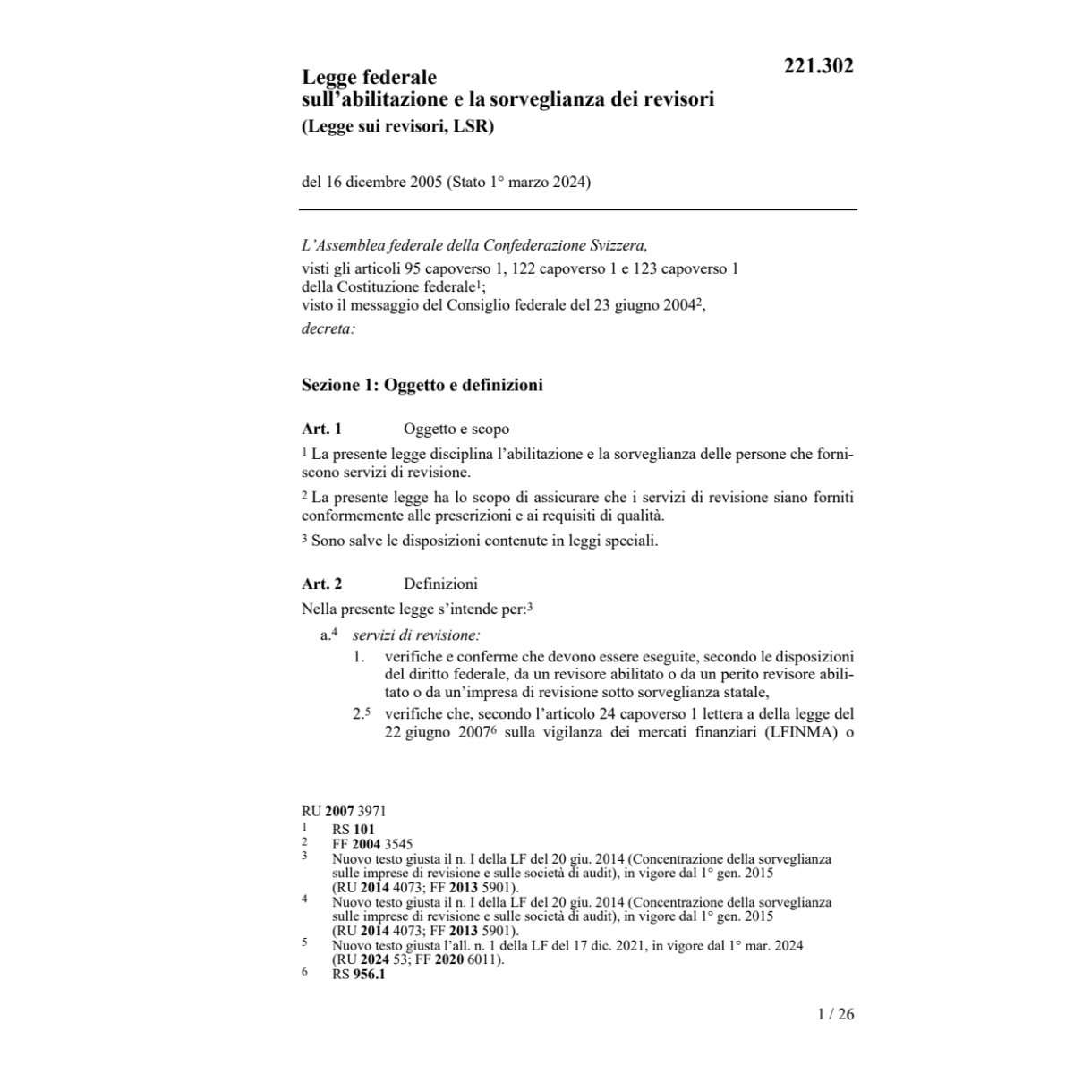 Legge sui revisori, LSR