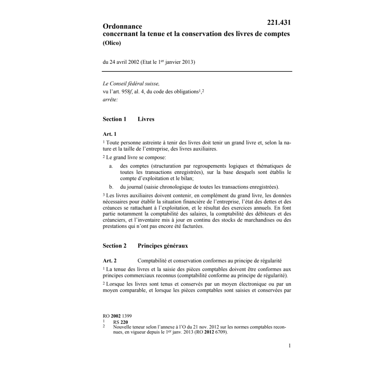 O tenue+conserv. livres de comptes Olico