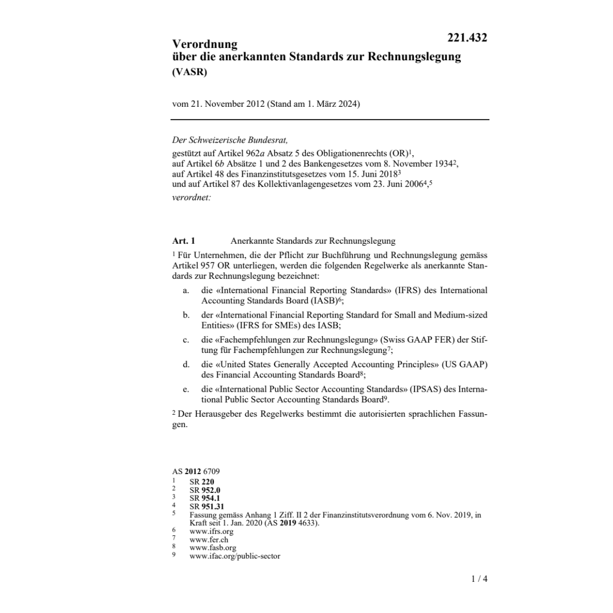 V Standards Rechnungslegung VASR