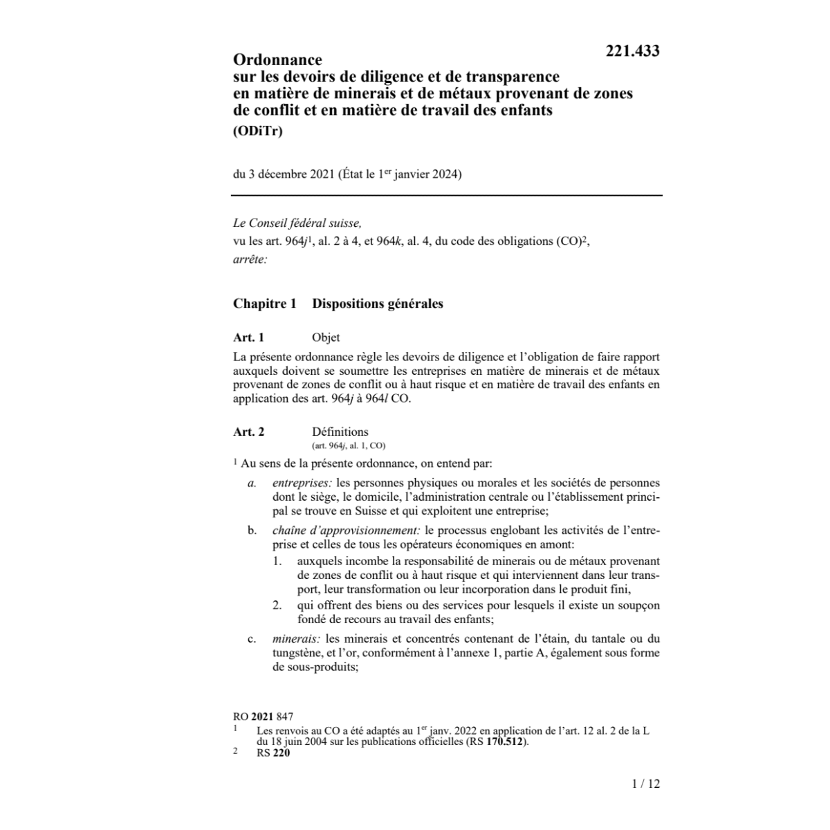 O devoirs de diligence minerais (ODiTr)