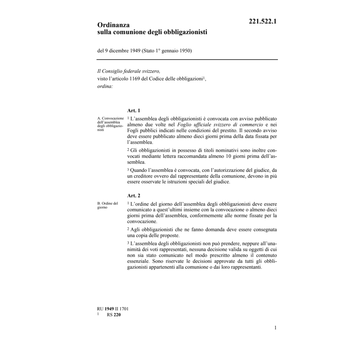 O / comunione degli obbligazionisti