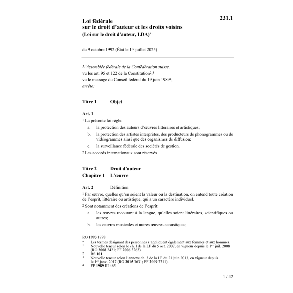 LF droit d'auteur, LDA