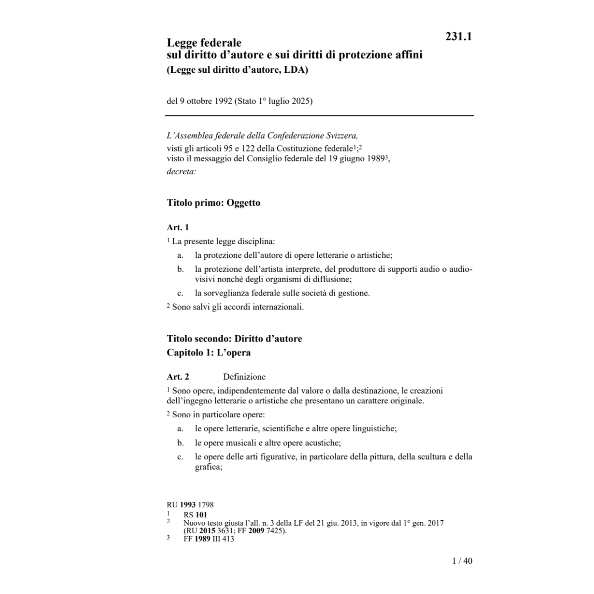 LF diritto d'autore, LDA