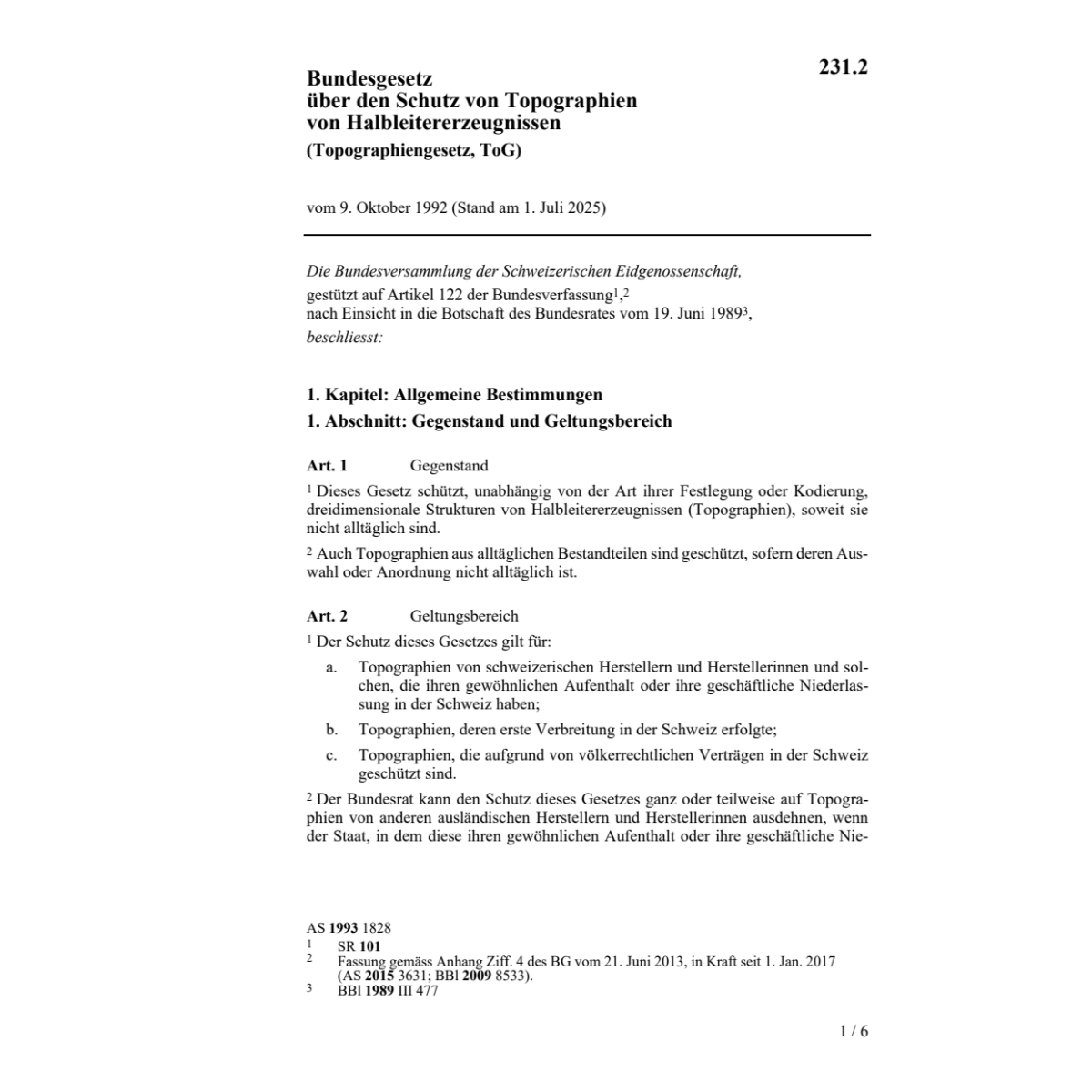 BG Schutz von Topographien, ToG