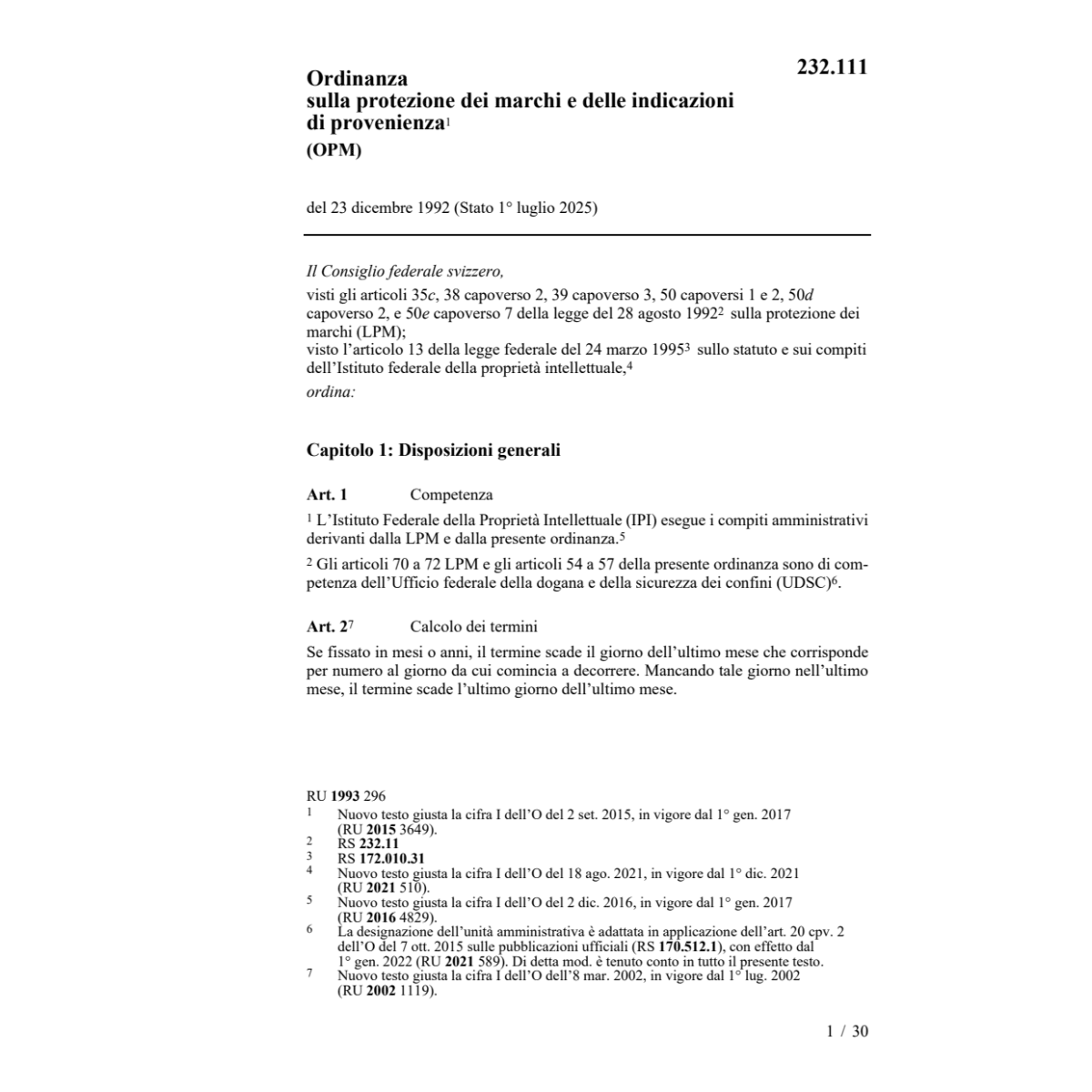 O protezione dei marchi, OPM