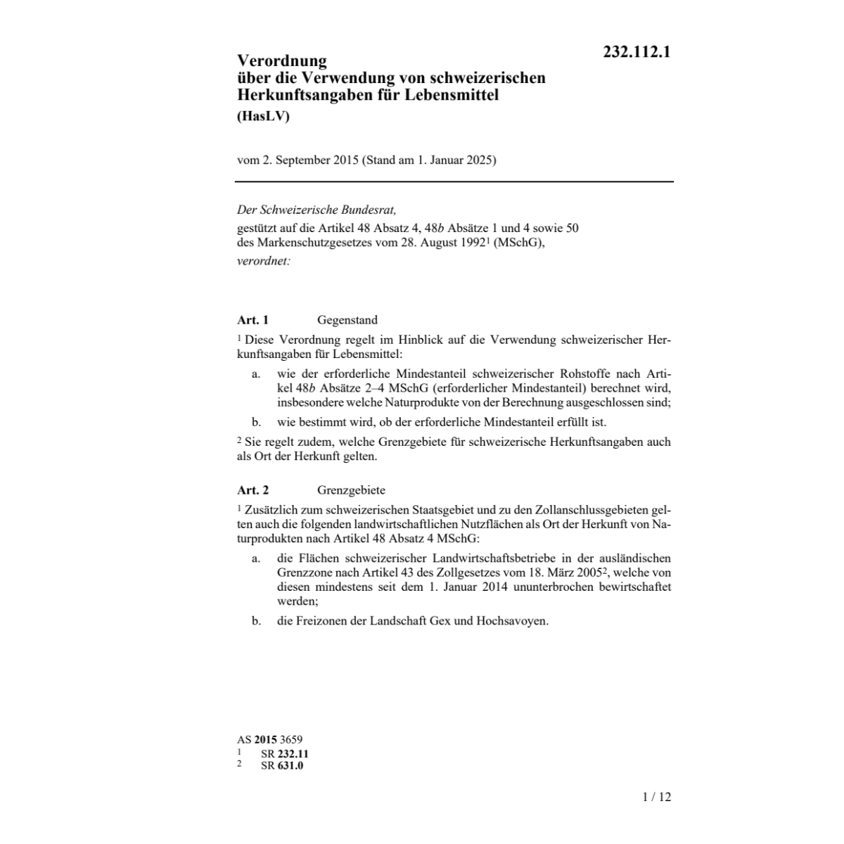 V schw. Herkunftsangaben (HasLV)