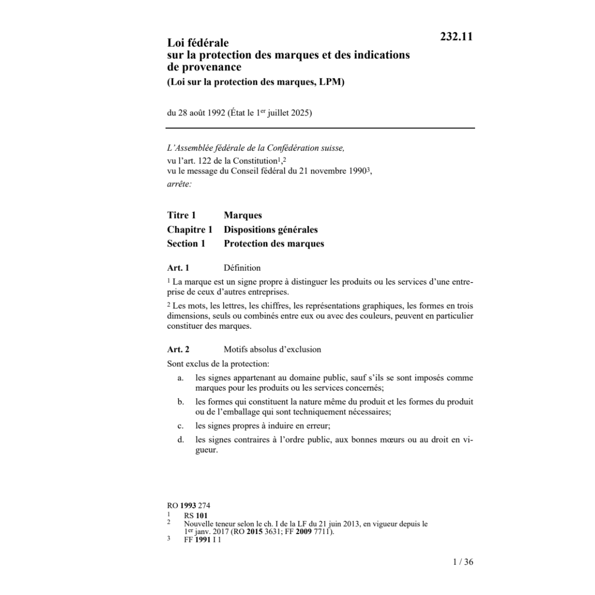 LF marques et des indications, LPM