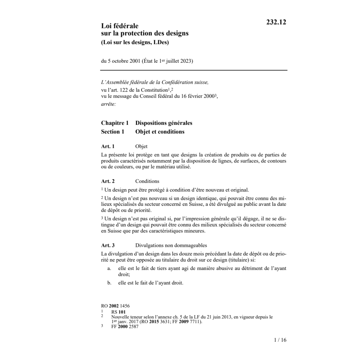 LF sur les designe, LDes