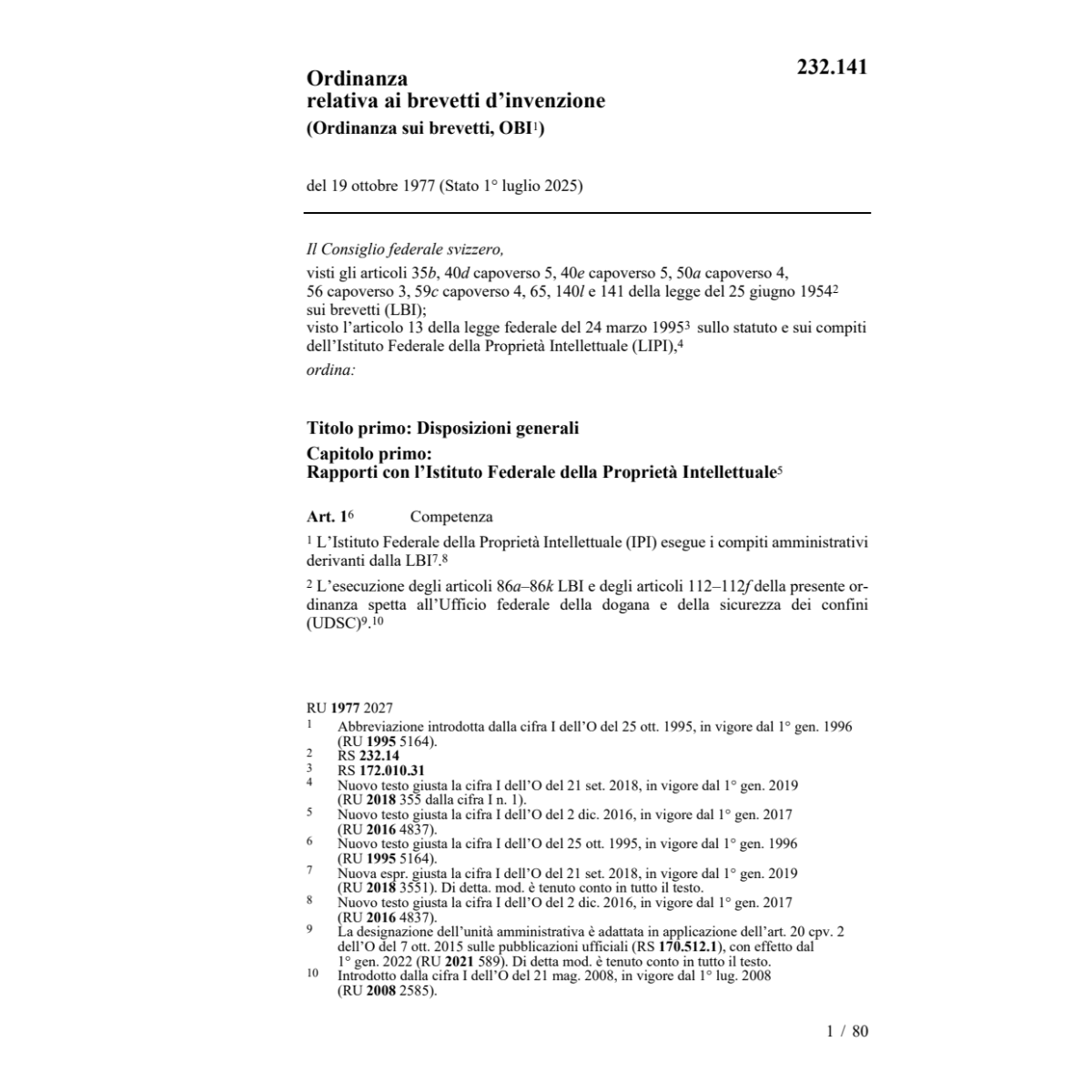 O brevetti d'invenzione, OBI