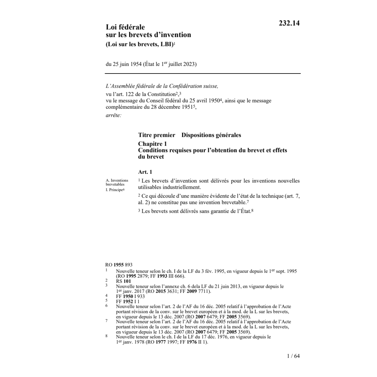 LF brevets d'invention, LBI