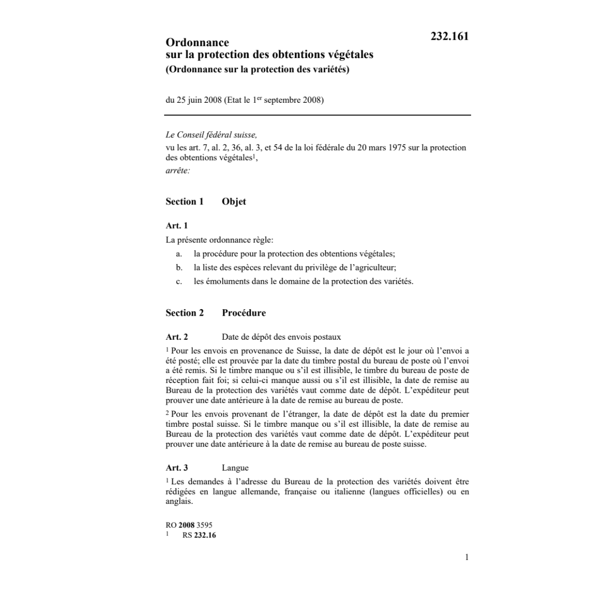 O protection des variétés