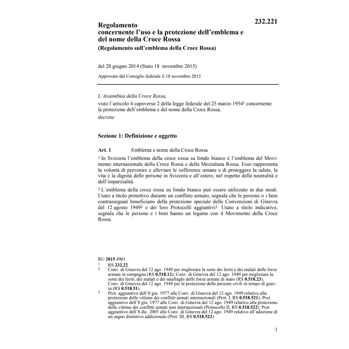 Regolamento sull'emblema Croce Rossa