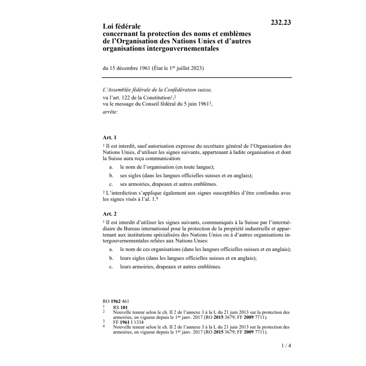 LF protection des noms Nations Unies