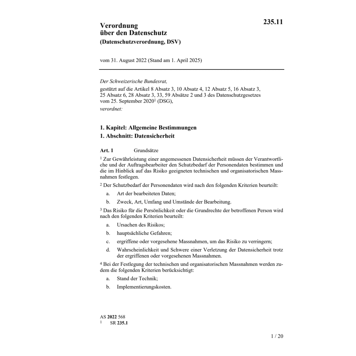 V Datenschutz, VDSG