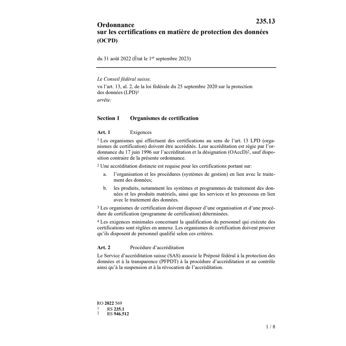 O certifications protection données OCPD