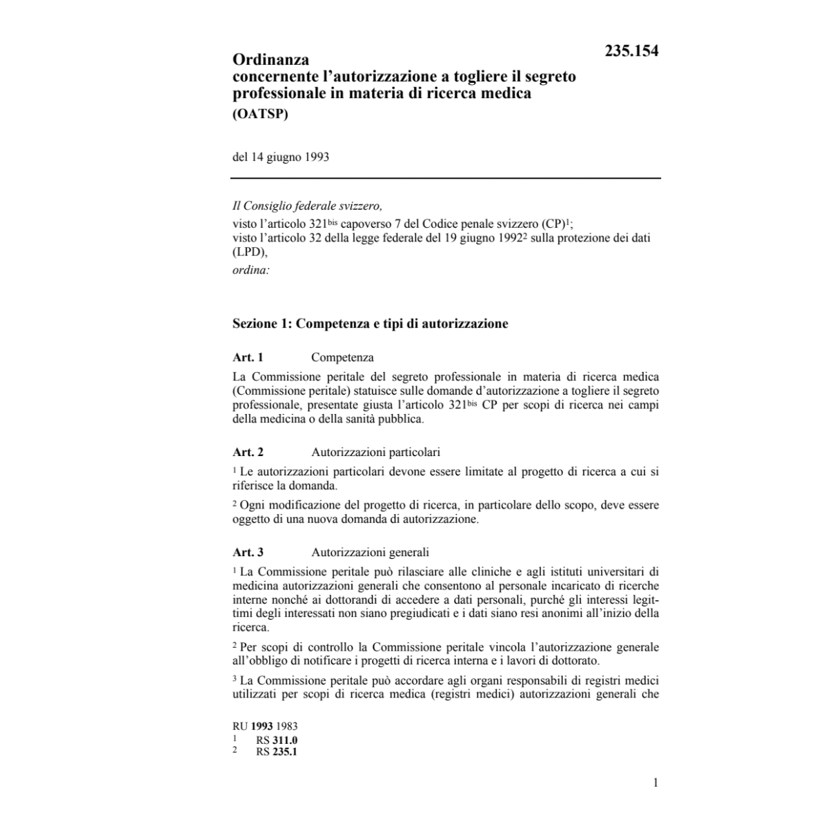 O togliere segreto professionale, OATSP