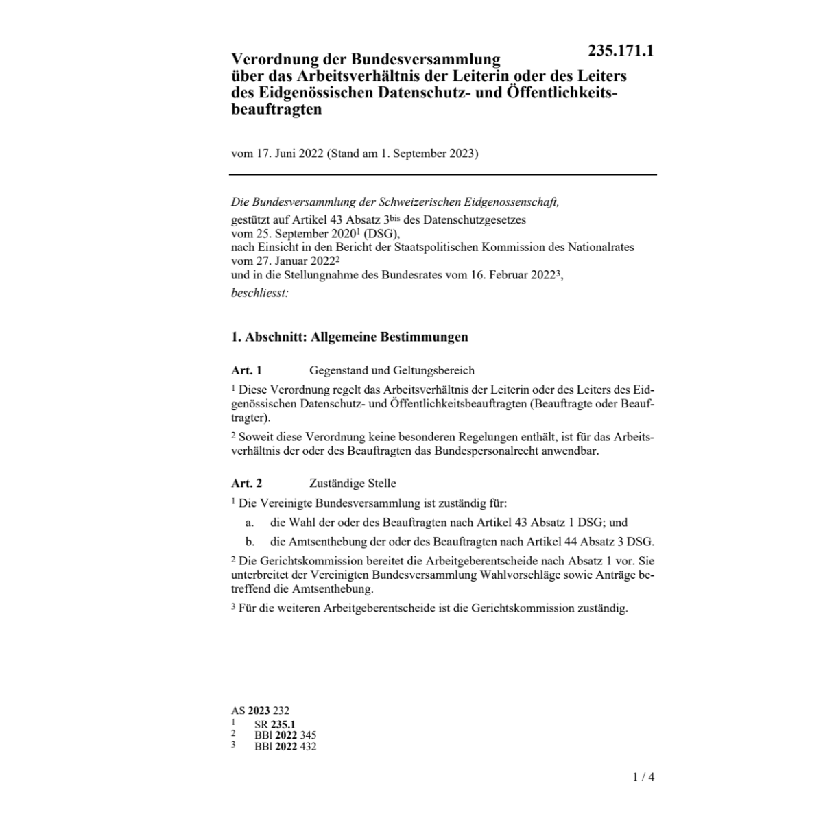 V Bundesversammlung Arbeitsverhältnis