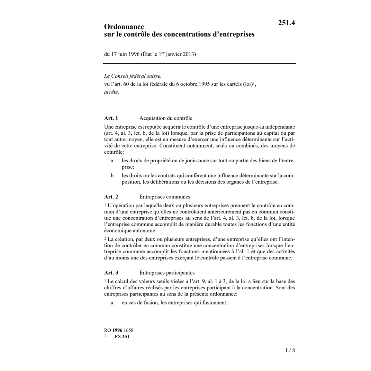 O concentrations d'entreprises