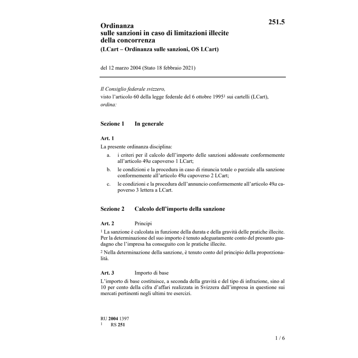 LCart - O sulle sanzioni, OS LCart