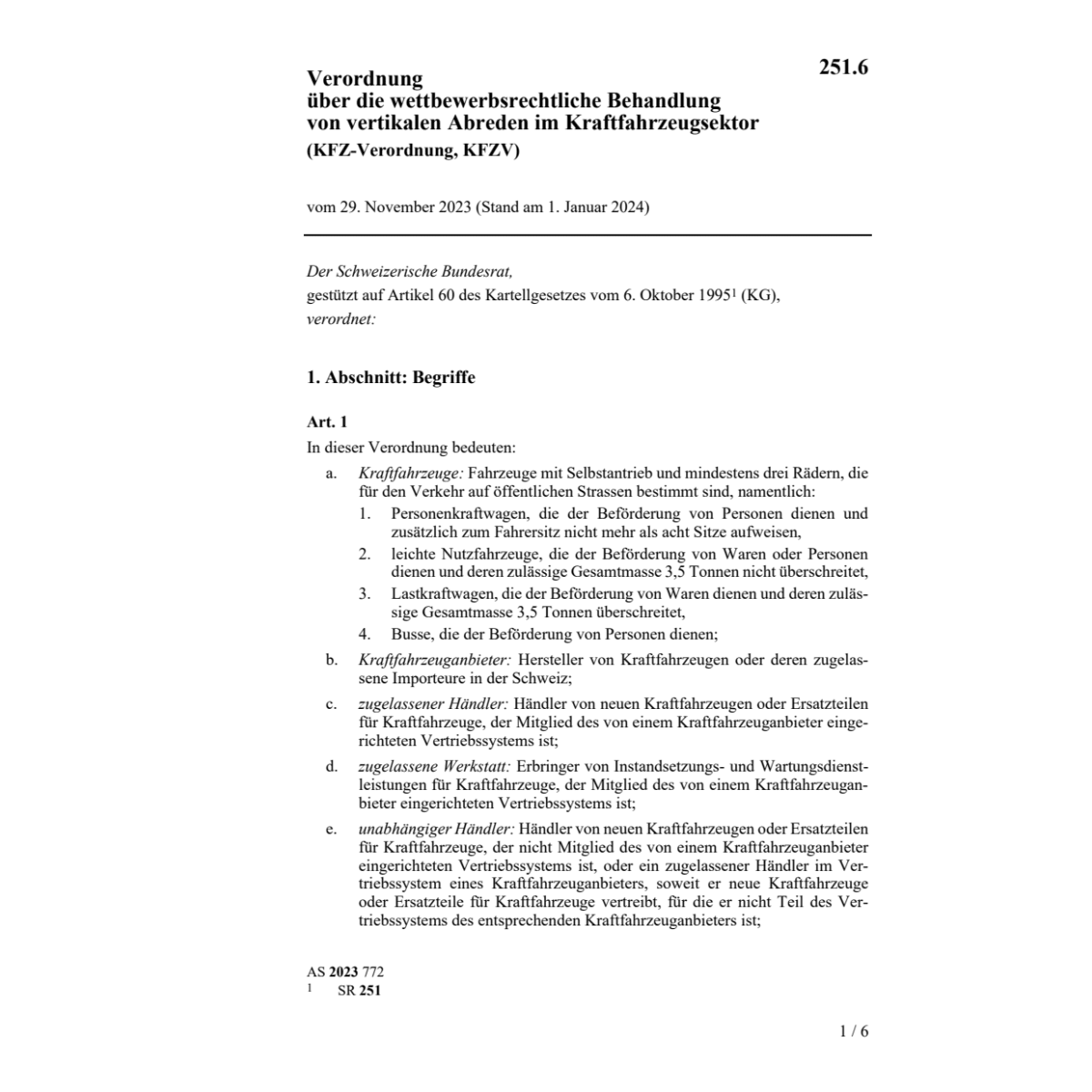 V 29.11.23 Abreden Kraftfahrzeugsektor