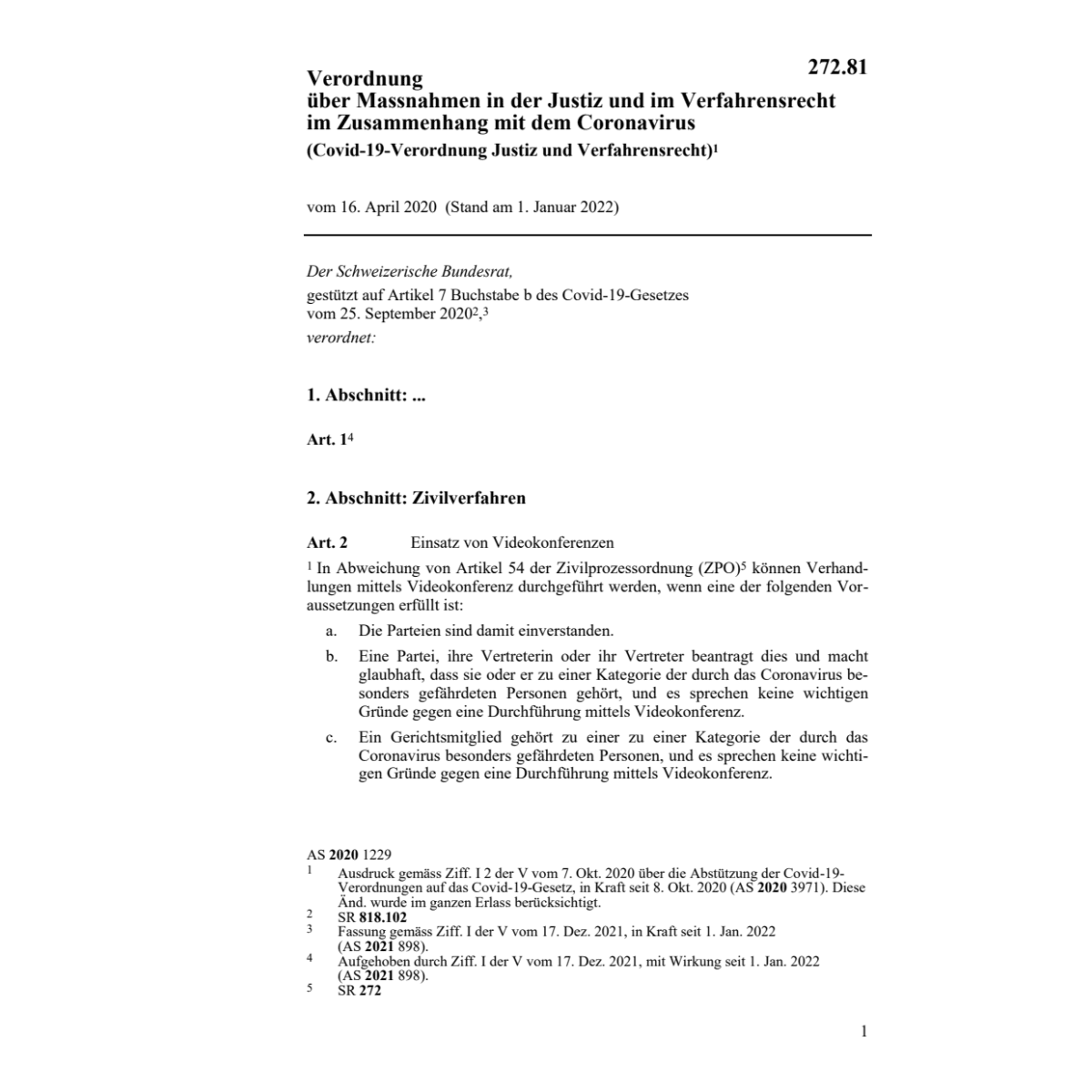V Justiz und Verfahrensrecht (COVID-19)