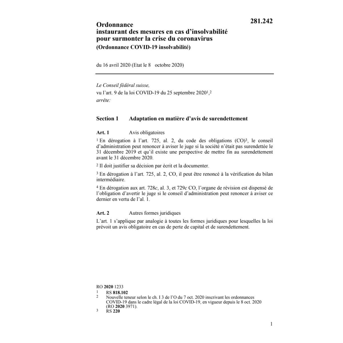 O insolvabilité (COVID-19)