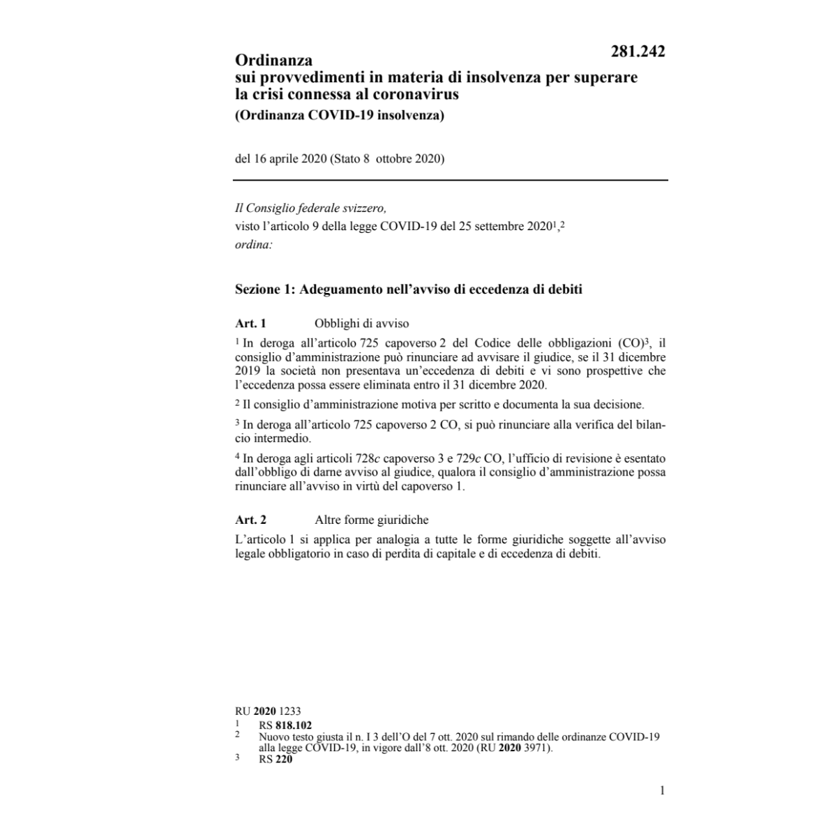 O insolvenza (COVID-19)