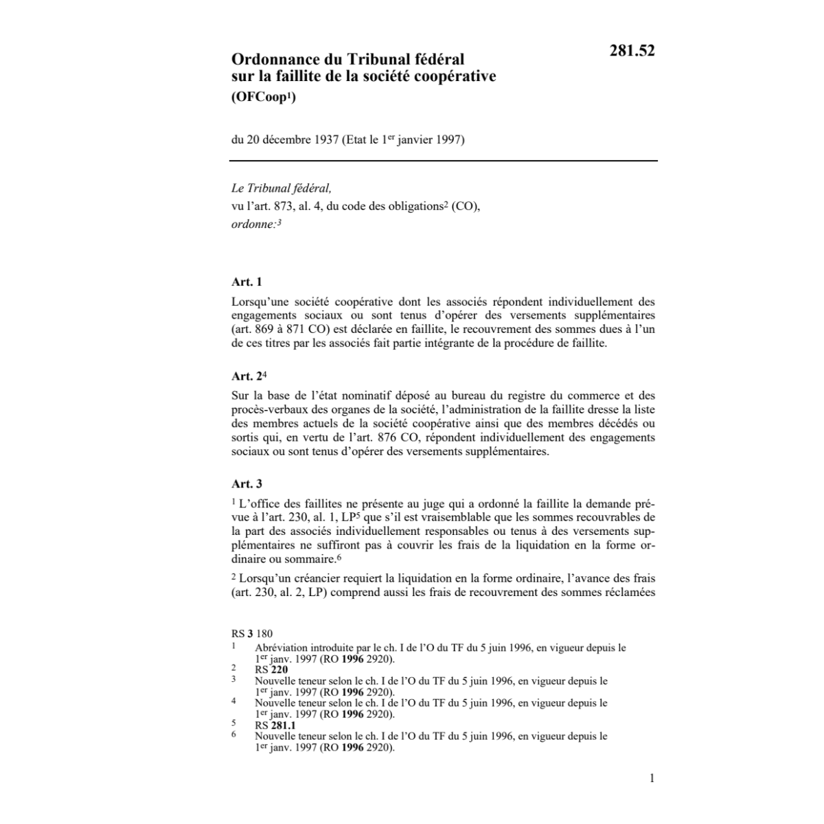 O faillite de la société coopérative
