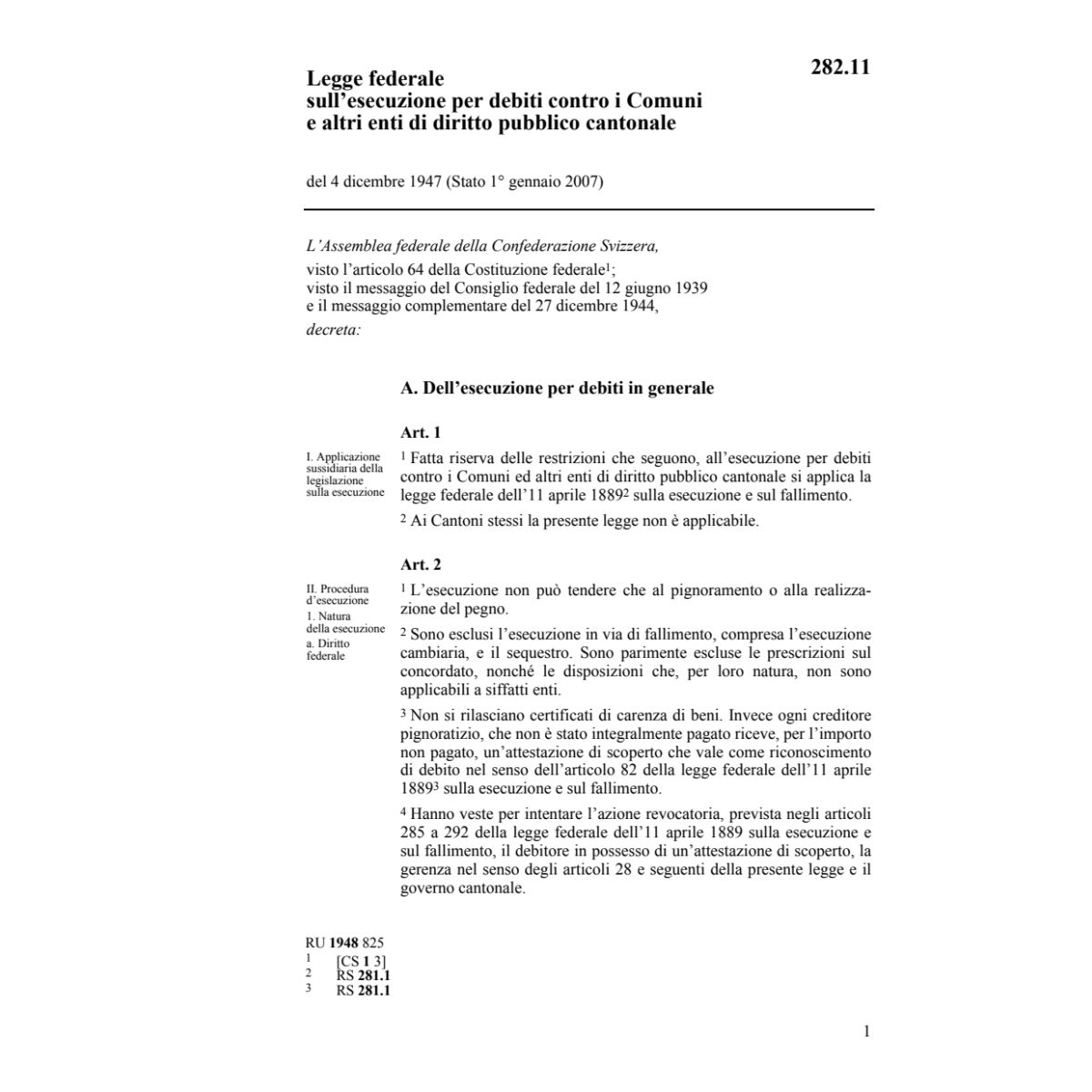 LF esecuzione per debiti contro i Comuni