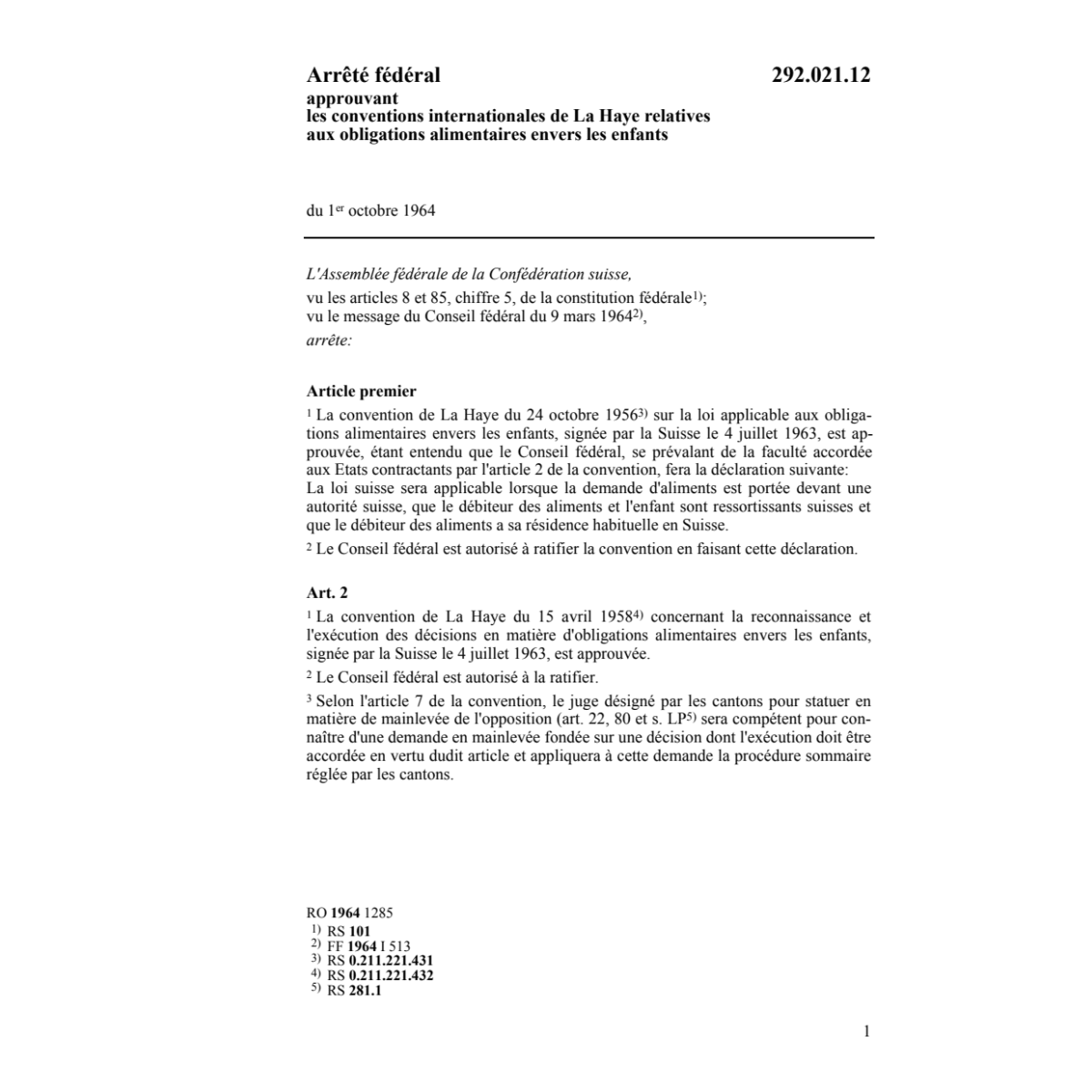 AF alimentaires envers les enfants