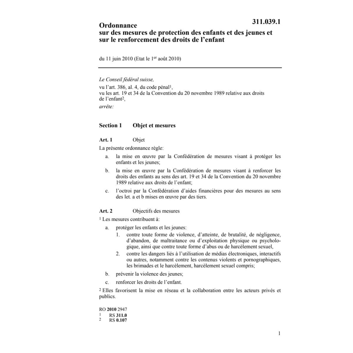 O protection renforcement droits enfants