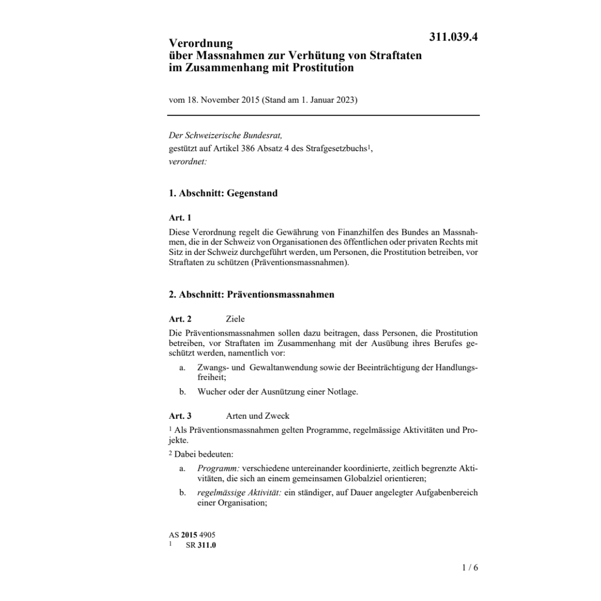 V Massnahmen Straftaten Prostitution