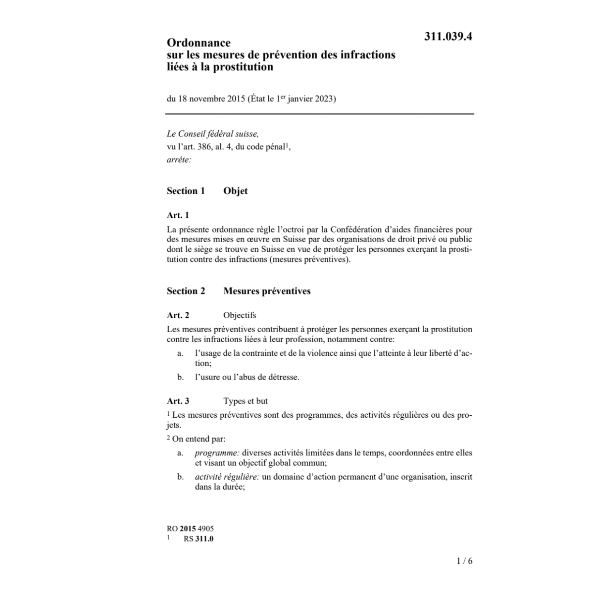 O mesures infractions prostitution