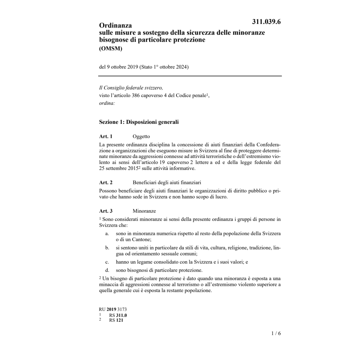 O 9.10.19 misure sostegno sicurezza mino