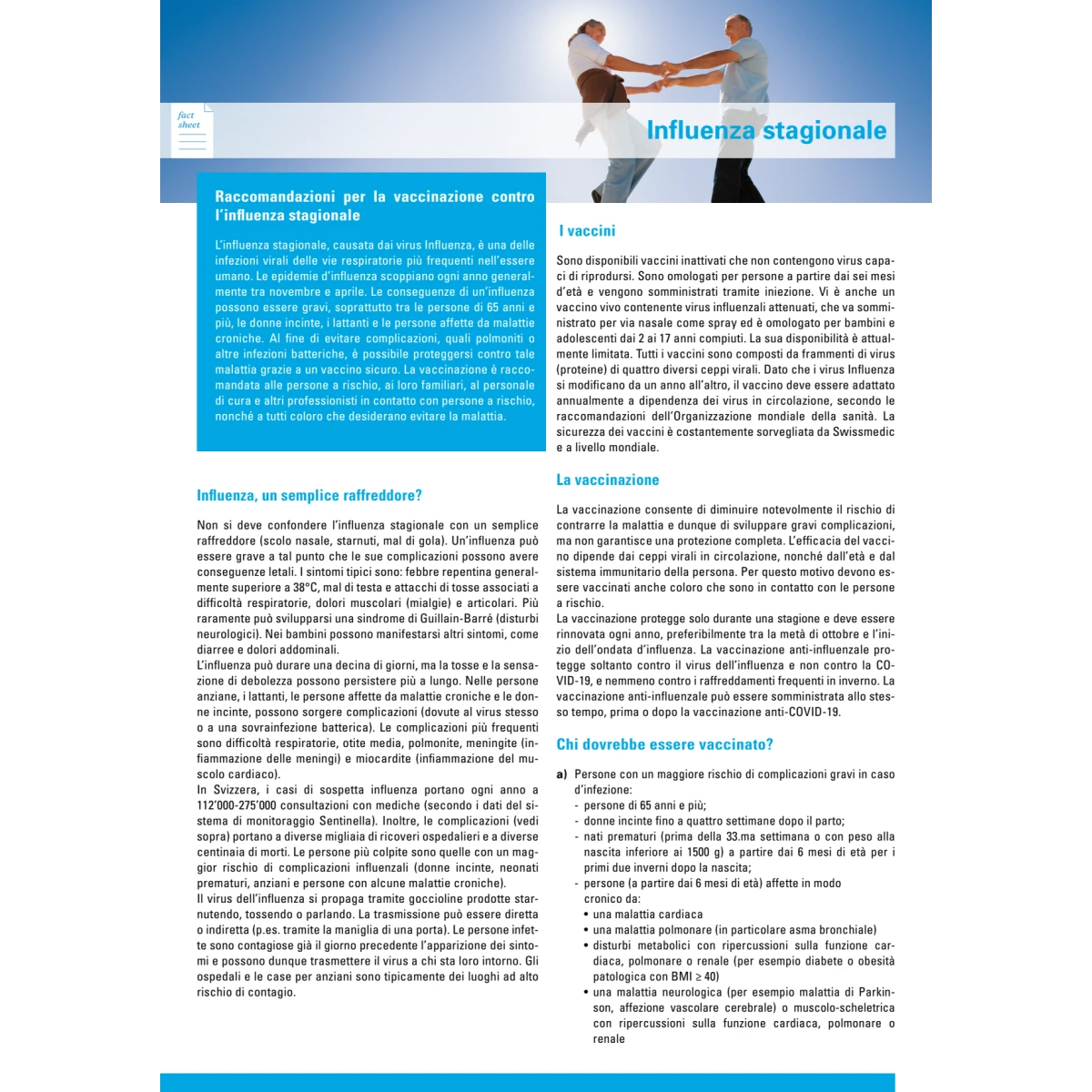 Bloc. da 50 Factsheet Influenza stagion.