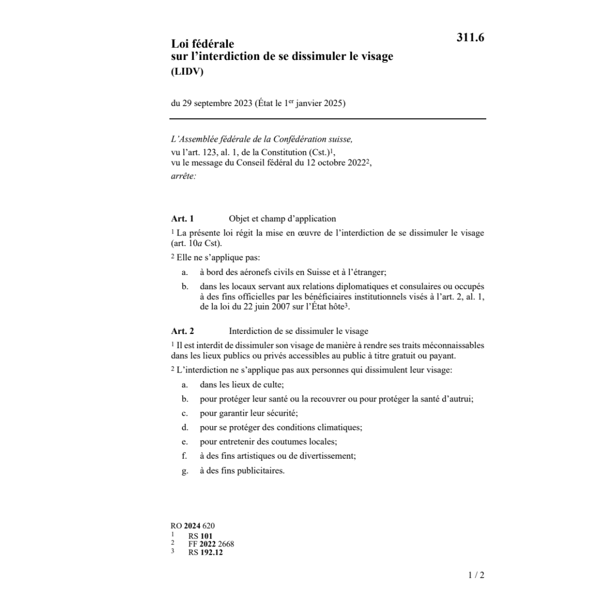 LF interdiction de dissimuler le visage