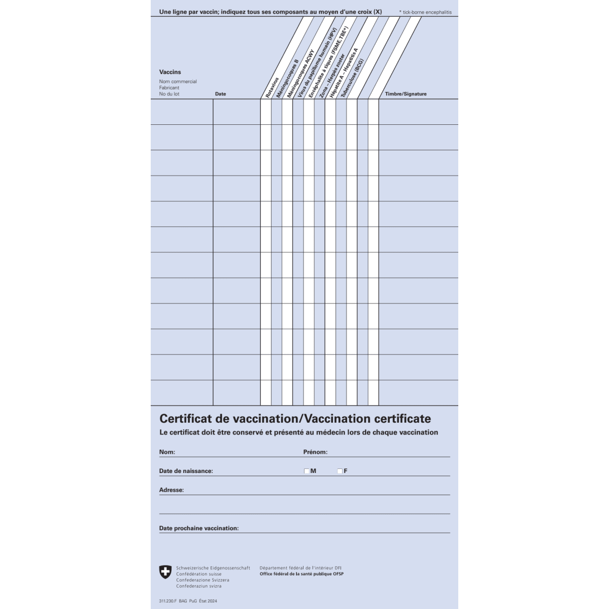 Certificat de vaccination