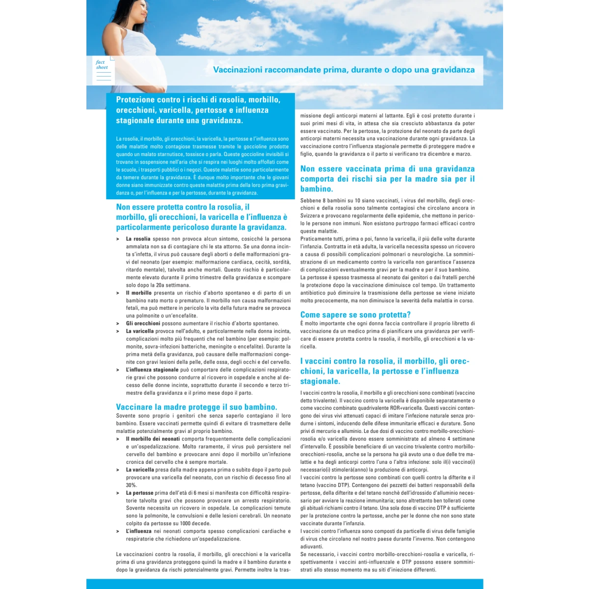Blocco da 50 Factsheet vacc. gravidanza