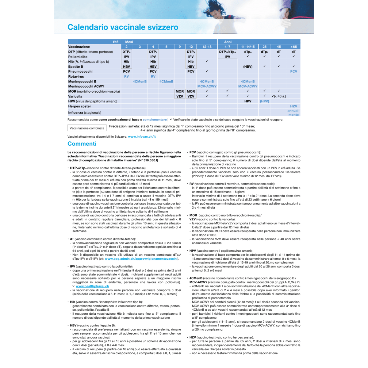 Factsheet Calendario vaccinale svizzero