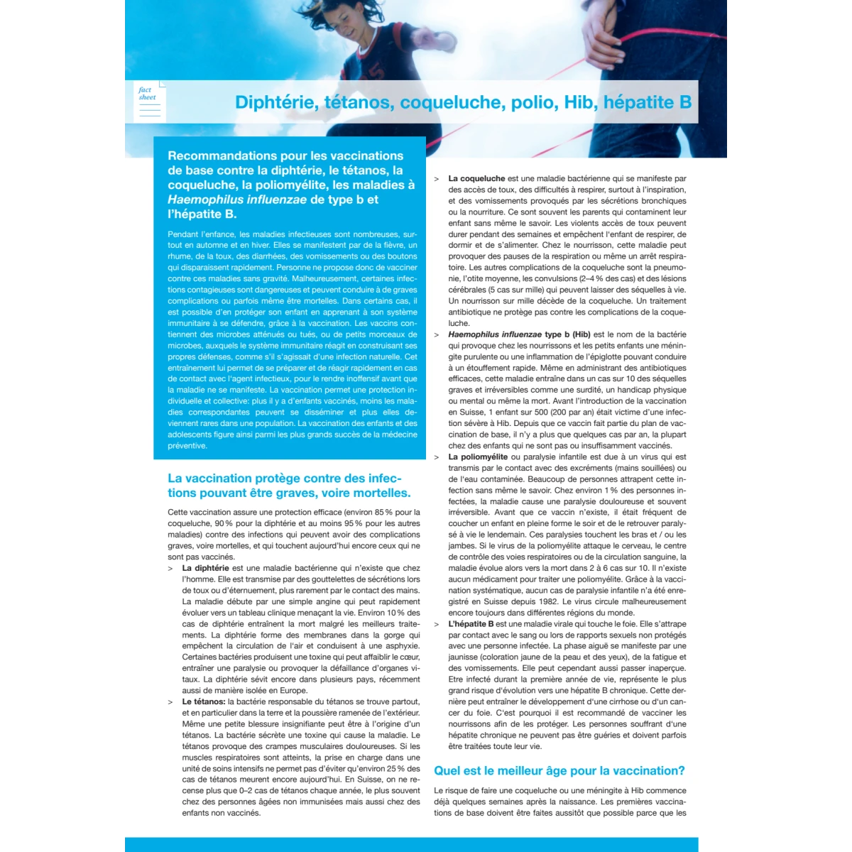 Bloc à 50 Factsheet tétanos (enfant)