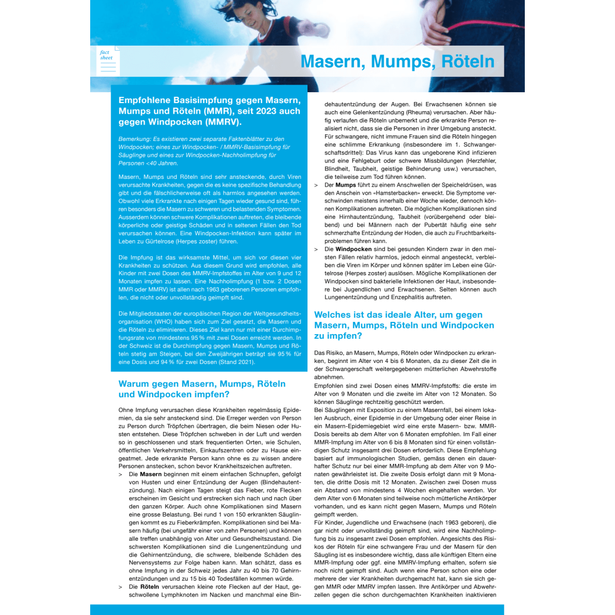 Block à 50 Factsheet Masern, Mumps, Röt.