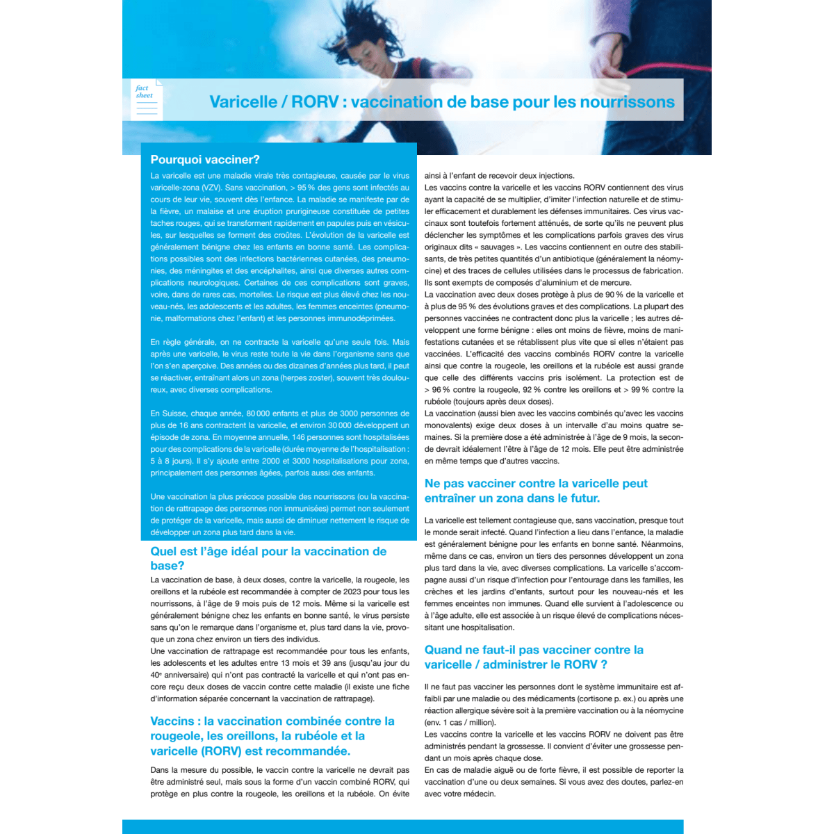 Bloc à 50 Factsheet RORV nourrissons