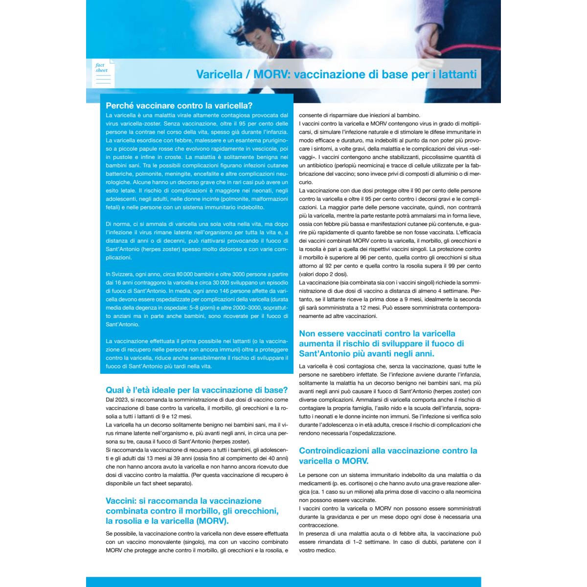 Blocco da 50 Factsheet MORV lattanti