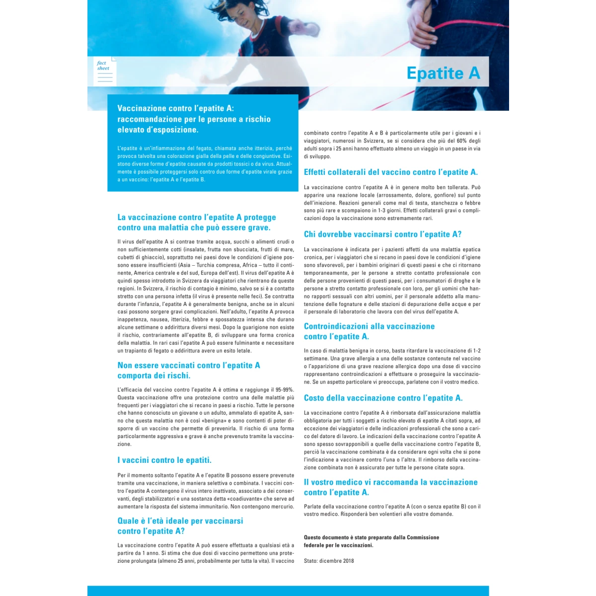 Blocco da 50 Factsheet Epatite A